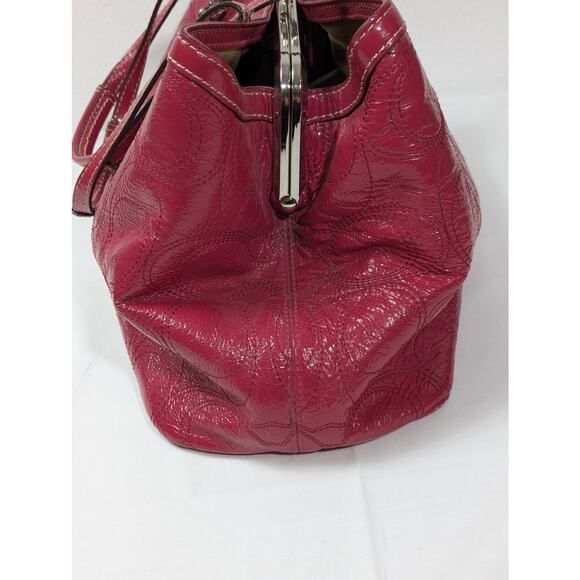 COACH Hot Pink Patent Leather Signature Carryall Kisslock Bag - Picture 5 of 14